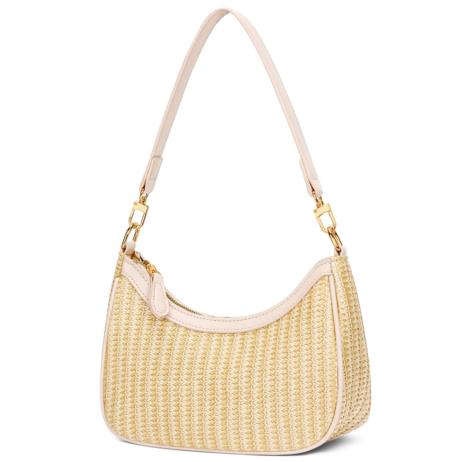 Photo 1 of KKXIU Summer Straw Beach Woven Shoulder Bag Vacation Clutch Purses for Women Hobo Tote Handbags (Beige)