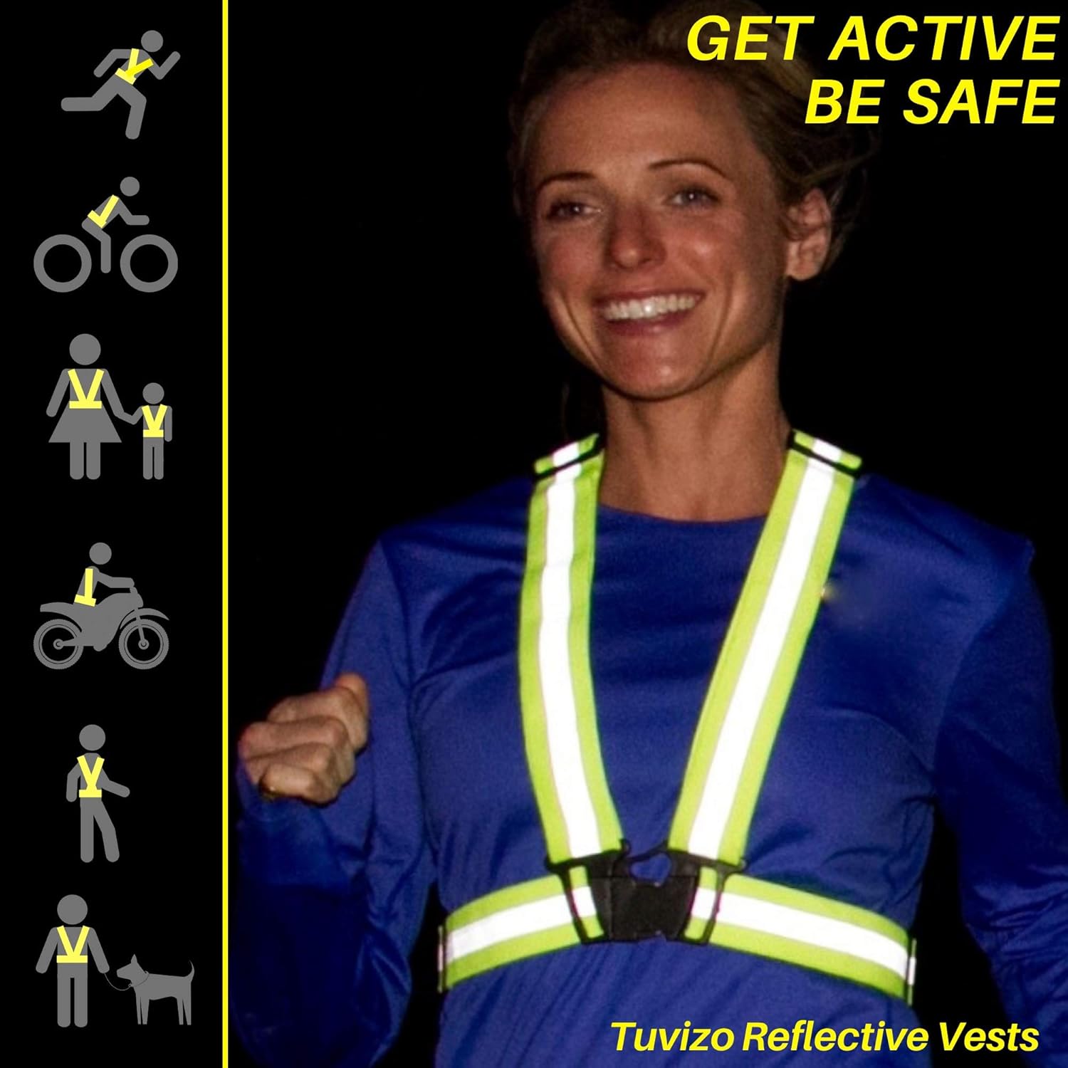 Tuvizo Reflective Vest for Running or Cycling - Comfortable Reflective Gear for High Visibility and Safety : Sports & Outdoors