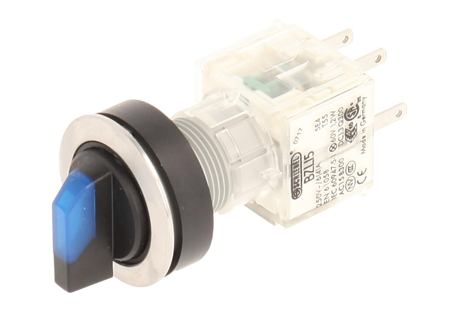 Club 23.001.331 Light 2 Positions Selector Latching Stainless Steel Contact Button Sensor LED Lamp Holder t5,5 K 1 N/O Contact 24 V