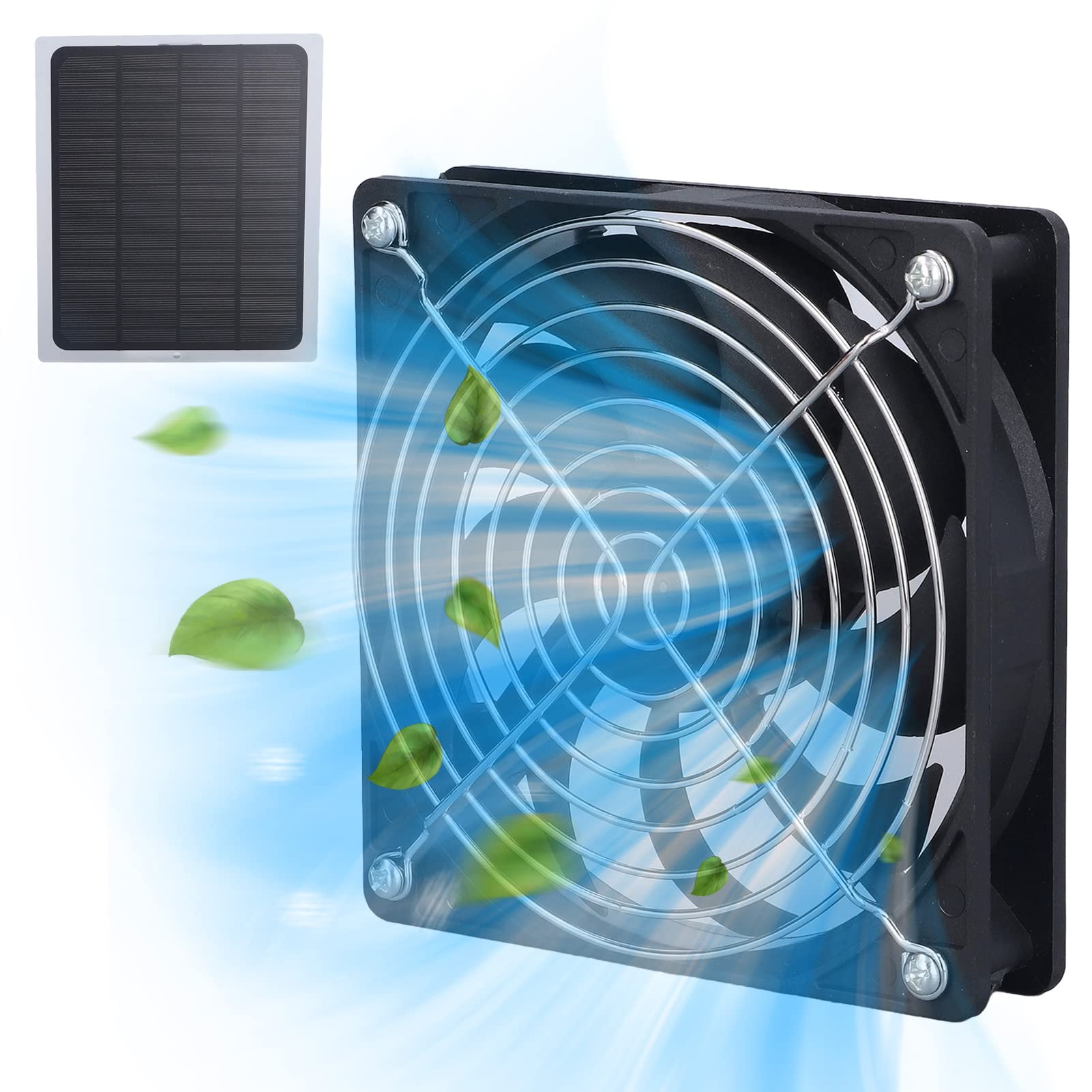 plplaaoo 6w Solar Panel Fan Kit,Solar Powered Fan,Solar Powered Exhaust Fan with Protecting Net,Waterproof Solar Fan,Suitable for Greenhouses, Pet Houses, Rvs, Chicken Coops, Window Exhausts, Etc