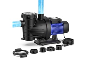 CrestWave 1.5HP Pool Pump, 5547GPH Powerful Self Primming Swimming Pool Pump with ON/OFF Switch for In/Above ground Pool, Single Speed High Flow, Energy Saving, Low Noise, with Strainer Basket