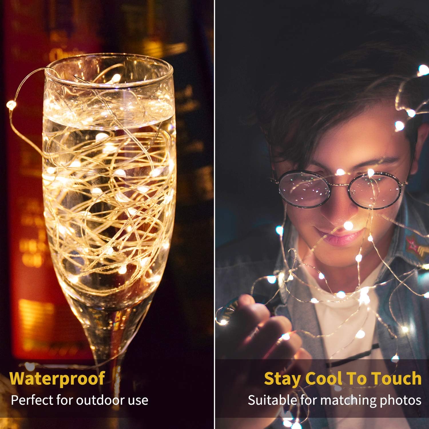 12 Pack Led Fairy Lights Battery Operated String Lights Waterproof Silver Wire, 7Ft 20 LED Firefly Starry Moon Lights for DIY Wedding Party Bedroom Patio Christmas (Warm White): Home Improvement