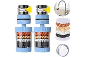 TAIKCSUT Faucet Water Filter, 2 Pack Sink Water Filter,Faucet Water Filter Purifier Kitchen Tap Filtration Activated Carbon Removes Chlorine Fluoride Heavy Metals Hard Water for Home Kitchen Bathroom