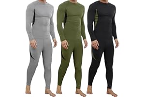 VZV 3 Pack Thermal Underwear for Men Fleece Lined Long Johns for Men Thermal Underwear Base Layer Top and Bottom Set