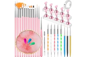 YOOVR Nail Art Design Tools, Nail Stand Holder for Painting Nails, Nail Art Brushes, Nail Dotting Sculpting Gel Tool, French Tip Tool Liner Brushes, Nail Art Palette Spatula, Nail Stuff for Nail Techs