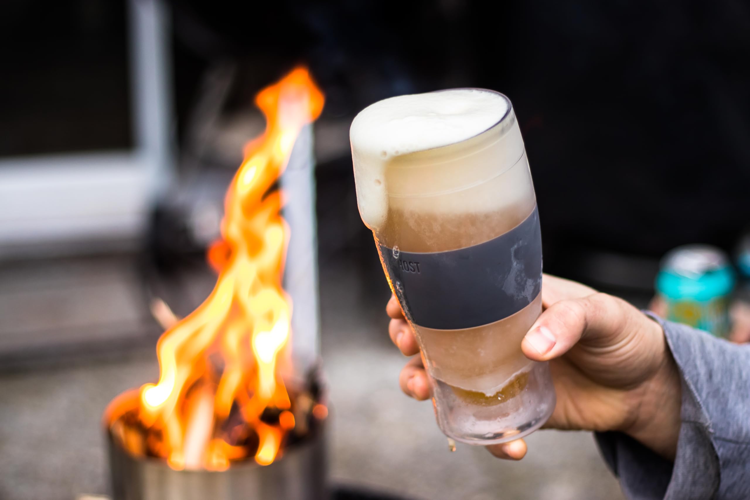 Host Freeze Beer Glasses, Frozen Beer Mugs, Freezable Pint Glass Set, Insulated Beer Glass to Keep Your Drinks Cold, Double Walled Insulated, 16oz, Grey