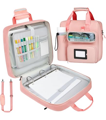 Amazon.com : Sturdy 3 Ring Zipper Binder with Shoulder Strap for
