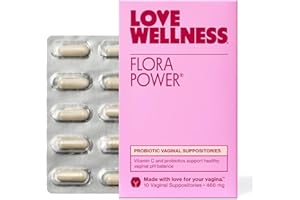 Love Wellness Flora Power | Vaginal Probiotic Suppositories with Vitamin C | Supports pH Balance & Vaginal Health | Fragrance-Free, Non-GMO & Paraben-Free | 10 Count