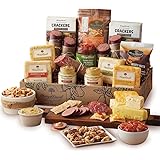 Harry & David Ultimate Meat And Cheese Gift Box, Food Gift Basket, Charcuterie Platter With 4 Cheese Blocks, 4 Sausages, 5 Sets Of Crackers, Sesame Sticks, Relish & Honey Mustard Sauces