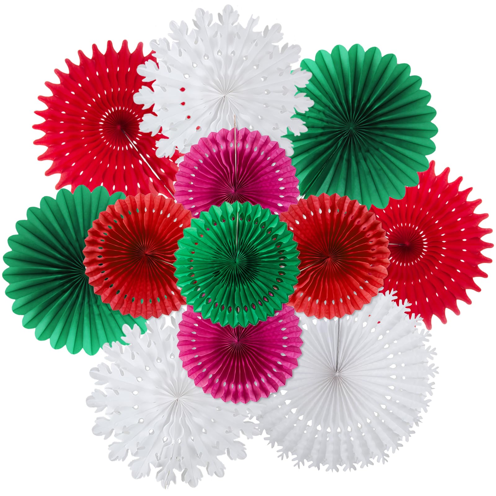 EASY JOY 12Pcs Christmas Paper Honeycomb Party Decorations Snowflake Hanging Paper Fans Retro Christmas Classroom Decorations for Xmas Holiday Winter New Year Party Supplies