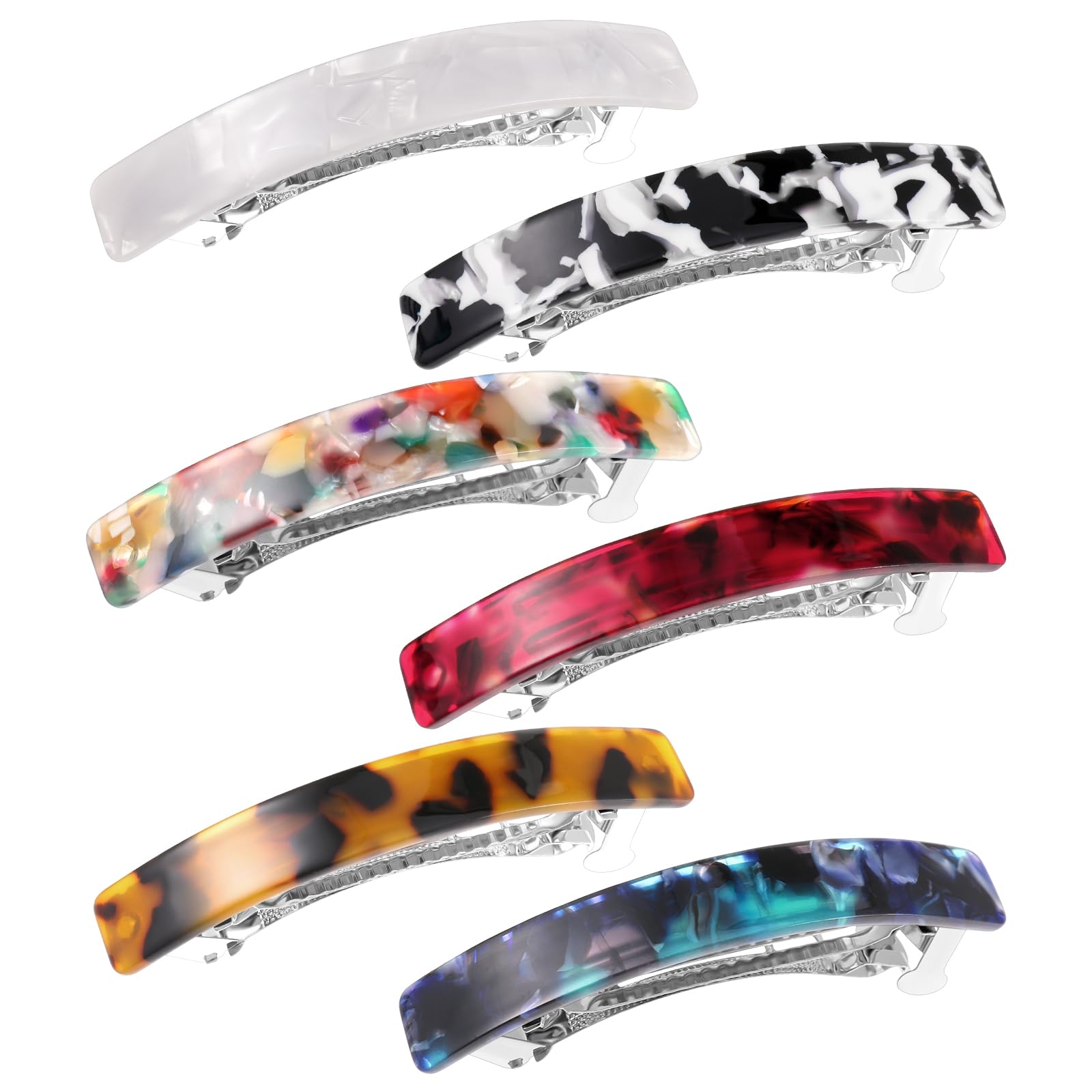 6 PCS French Barrettes Hair Clips Women 8cm Small Acetate Hair Clasps Non-slip French Tortoise Shell Hair Pins for Fine Thin Thick Hair, Vintage Elegant Ponytail Hair Accessories for Women Girls