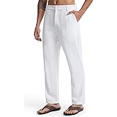 Libin Men's Linen Pants Elastic Waist Lightweight Casual Pants Comfy Summer Beach Travel Lounge Trousers with Pockets