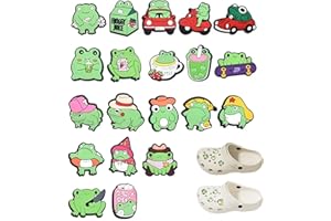20Pcs Cute Frog Shoes Charms, Shoes Charms Compatible for Crocs, PVC Animal Cartoon Shoes Decorations Fun Frog Cro Charms Acc