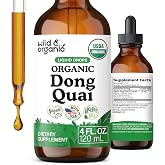 USDA Organic Dong Quai Supplement - Menopause Supplements for Women -4 oz | Dong Quai Root Extract - Angelica Root Herb Tincture - Female Ginseng Liquid Extract - Add to Tea - No Sugar &amp; Alcohol-Free