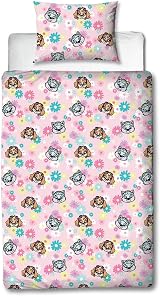 Character World Paw Patrol Duvet Cover Set Single Pink Flowers Reversible view 2