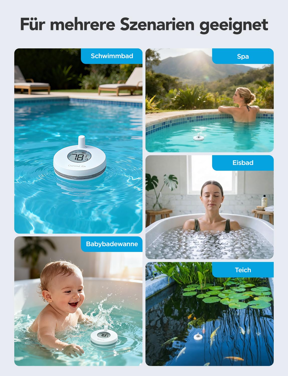 GoveeLife WLAN Pool thermometer mit App, Schwimmendes Funk Wasserthermometer Digitale mit Wasserdichtigkeit nach IPX7, Benachrichtigungsalarm für Badewanne, Aquarium, Whirlpool und Spa 7