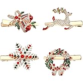 CENAPOG Christmas Hair Clips for Women Girls Sparkly Rhinestone Reindeer Wreath Hairpins Xmas Themed Snowflake Jingle Bell Hair Barrettes Festive Party Hair Accessory Gifts