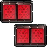 Partsam 2X Double RV Trailer Camper Tail Lights 24-2835 LED Horizontal Vertical Surface Mount Double Trailer Light Taillight Red Lens Red Light Black Base 12V IP67 Waterproof