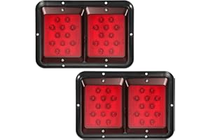 Partsam 2X Double RV Trailer Camper Tail Lights 24-2835 LED Horizontal Vertical Surface Mount Double Trailer Light Taillight Red Lens Red Light Black Base 12V IP67 Waterproof
