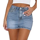 MONCCIZA Women’s Denim Jean Skirt Mini Y2K Low Waisted Casual Cute Skirts with Pockets