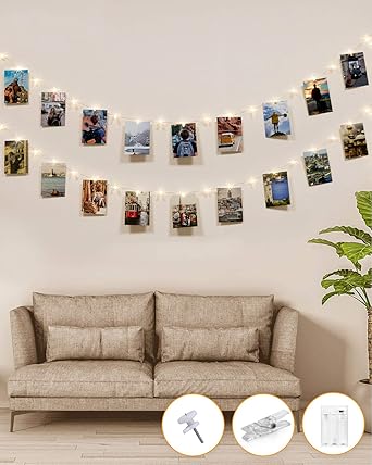 Kolpop Guirlande Photo 50led Guirlande Lumineuse Interieur Photo Chambre Led Avec 30 Photo Clips Batterie Alimente Guirlande Lumineuse Pince Photo Decoration Chambre Accroche Photo Fete Blanc Chaud Amazon Fr Luminaires Et Eclairage