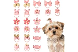 RAORAOYUE 20 pcs Cute Puppy Dog Bowknot Hair Bow, Bulk with Rubber Bands Holiday Daily Yorkie Dog Hair Accessories, Pet Femal