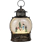 DRomance Christmas Singing Snow Globe Lantern Battery Operated USB Powered Lighted Water Glitters Music Snow Globe Holiday Decoration for Women Children(Snowman, 6 x 3.2 x 11 Inches)