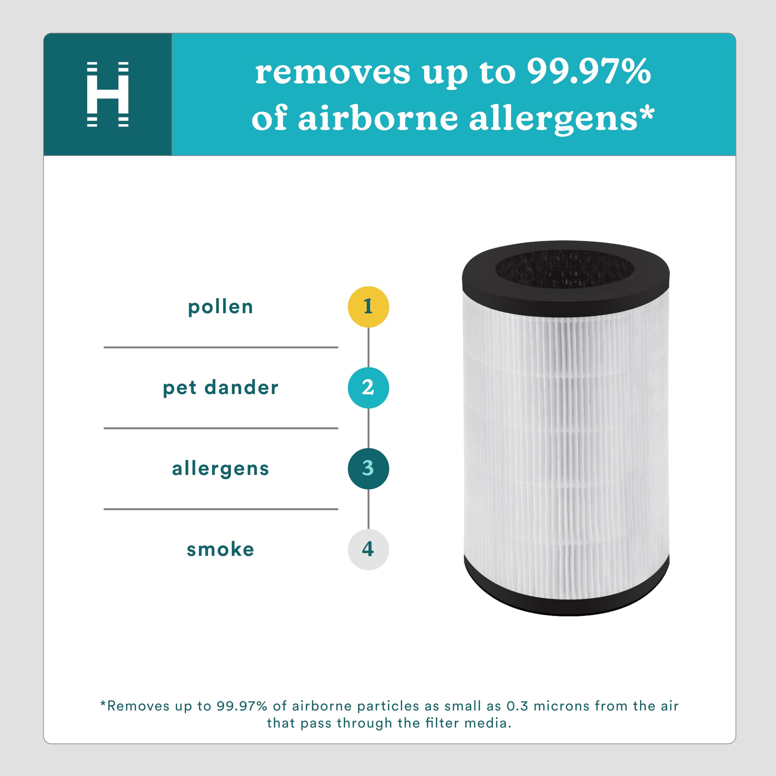 HoMedics TotalClean 3-in-1 True HEPA Filter Replacement for Air Purifier HoMedics AP-T40, AP-T40WT, AP-T43-WT, AP-T45-BK and AP-T45-WT, True HEPA Filter Removes Up to 99.97% of Airborne Particles