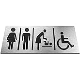 ALÚMADESIGNCO All Gender Restroom Sign - Unisex Bathroom Signs - Washroom Plaque - Modern Toilet Room Door Signage - 260 x 10