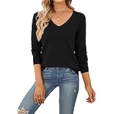 QUALFORT Women's Sweaters Long Sleeve Soft Lightweight Basic Knitted Pullover Sweater