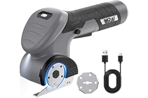VARAI Cordless Electric Scissors, 2000mAh Fast Charging Rechargeable Fabric Cutter with Replaceable Blades, Box Cutter for Cloth, Cardboard, Plastic, Leather