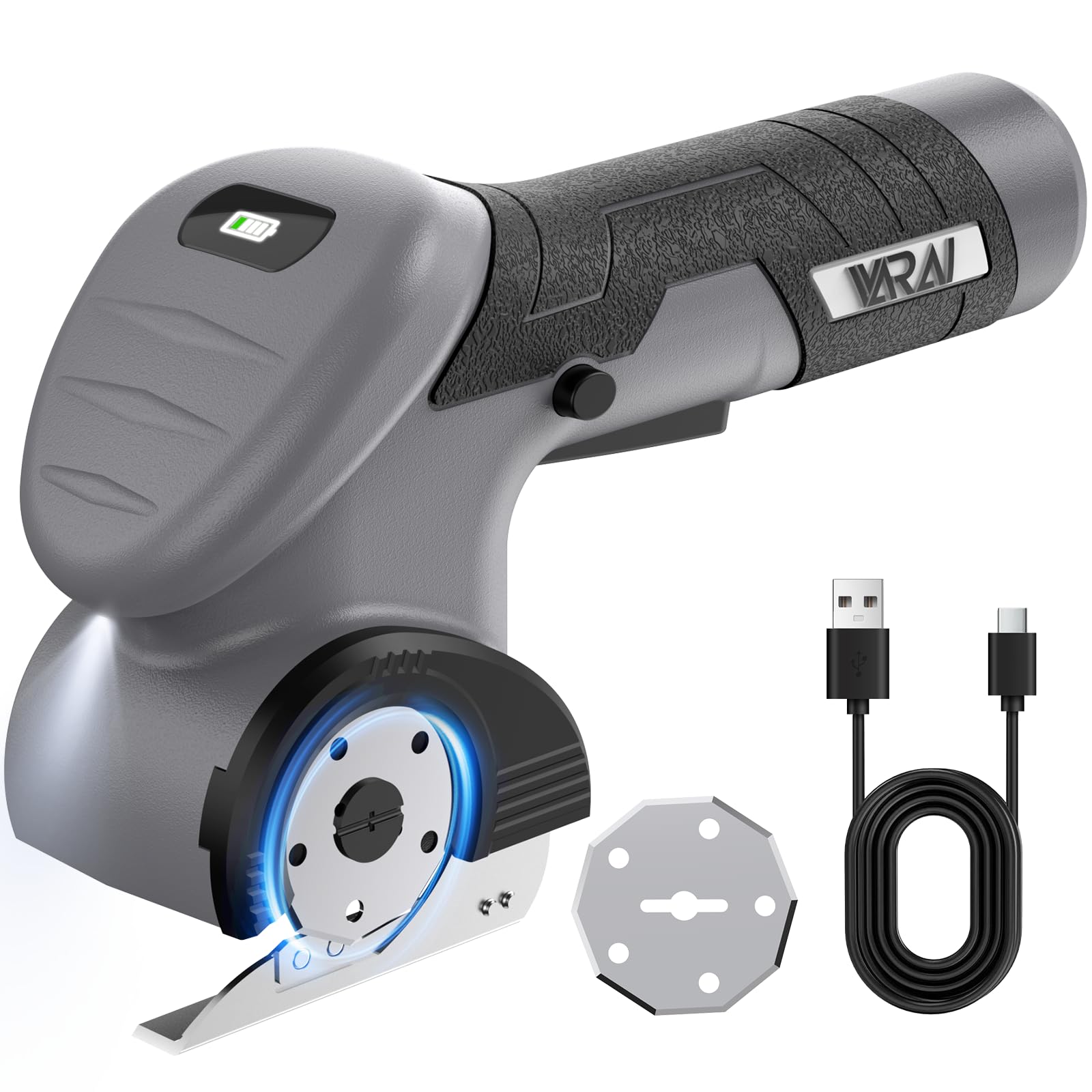 Photo 1 of VARAI Cordless Electric Scissors, 2000mAh Fast Charging Rechargeable Fabric Cutter with Replaceable Blades, Box Cutter for Cloth, Cardboard, Plastic, Leather