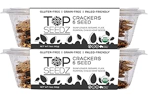 Top Seedz Certified Organic Gluten Free 6 Seed Crackers | 2-Pack | 5 Ounces | Healthy Vegan Crackers with Plant Based Protein | Made of Sunflower, Flax, Sesame and Pumpkin Seed