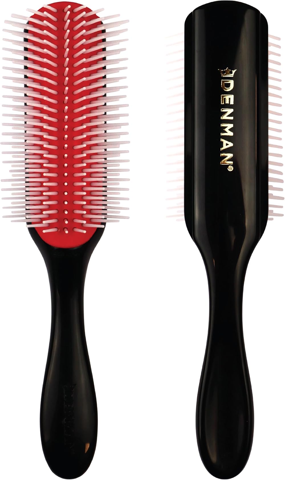 Denman D4 9 Row Rubber Pad Styling Hair Brush Black Detangling Blow Drying Curls