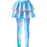 OlyPegic Girls Leggings with Skirt Toddler Kids Leggings Skirt Pants Footless Tights with Ruffle 3-8 Years