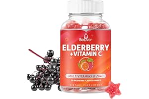 BeLive Elderberry Gummies with Zinc and Vitamin C, D, A, E, B12-50 Ct I Immune Support Supplement for Healthy Bones & Teeth, Vegan, Keto & Non-GMO - Raspberry Flavor