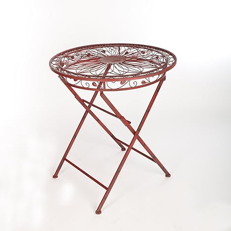 Gartentisch Metalltisch Terassentisch Eisen Vintage Gartenmobel Weinrot Antik 77 X 69 Cm Amazon De Kuche Haushalt