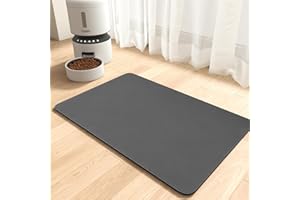 MontVoo-Absorbent Pet Feeding Mat-No Stains Pet Mat for Food and Water Bowl-Quick Dry Cat & Dog Food Mat Water Dispenser Mat-Pet Supplies Mat-Dog Water Bowl Mat for Messy Drinker,（Darkgrey,12"x19"）