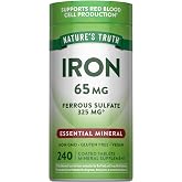 Nature's Truth Iron Tablets | 65mg | 240 Count | 325mg Ferrous Sulfate | Vegan, Non-GMO &amp; Gluten Free Supplement