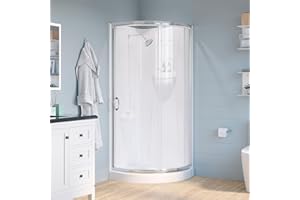 OVE Decors Breeze 34 in. Corner Shower Sliding Door, With Included Walls and Base, Clear Glass and Satin Nickel Finish