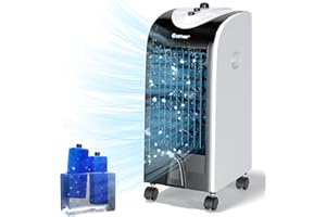 COSTWAY Evaporative Air Cooler, 3-in-1 Cooling Fan with 2 Ice Crystal Boxes, 3-Mode, 3-Speed and 4L Water Tank, Quiet Bladeless, Portable for Room Home Office Dorms, White