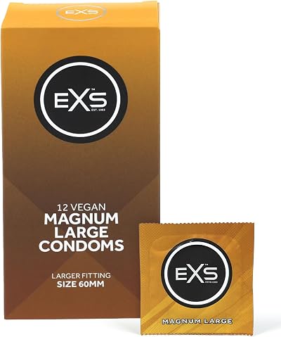 EXS Magnum Large Condoms 12 Pack Premium Latex Vegan CE Marked NHS Approved