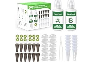 AOOCCDER Aerogarden Pod Replacement Kit - Hydroponic Accessories with 12 Grow Sponges, Baskets, Labels, Domes and A&B Nutrients