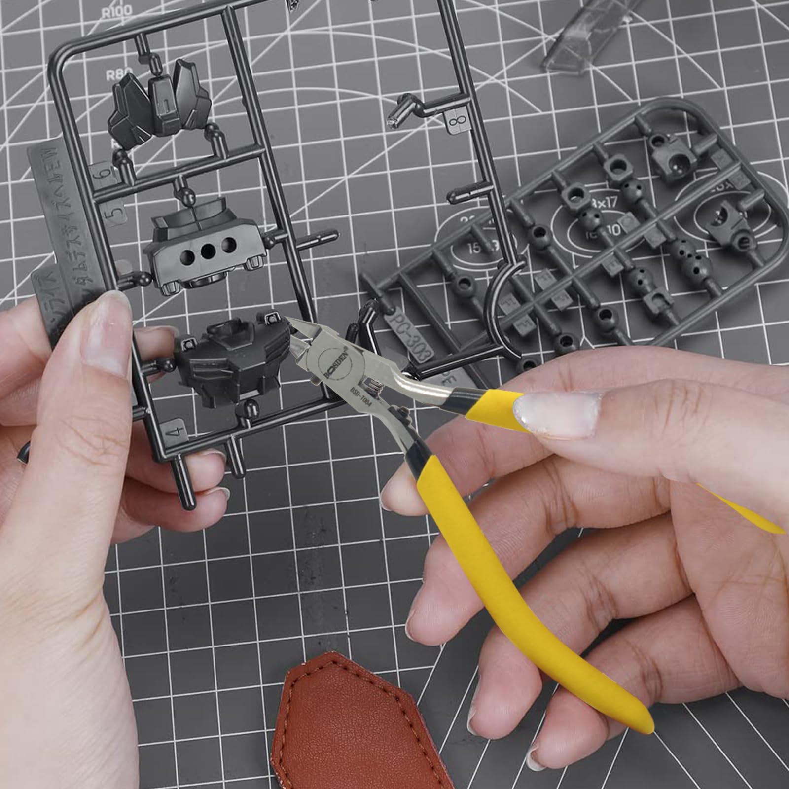 BOOSDEN Gundam Modell Werkzeug Kit, Modellzange 9pcs Set, Hobby Building Tool Set, Modeler Basic Tools Bastelset für Basic Modellbau, Reparatur und Fixierung 7