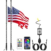 2PCS 4FT Whip Lights, LED Whip Light with App &amp; Remote Control | Spiral RGB Chasing Lighted Antenna Whips,Whip Light for UTV ATV RZR SXS Can-Am Dune Buggy Offroad Truck (4ft)