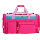 HawLander Large Kids Duffle Bag for Travel, Overnight, or Weekender, 22" inch (Pink Rose)