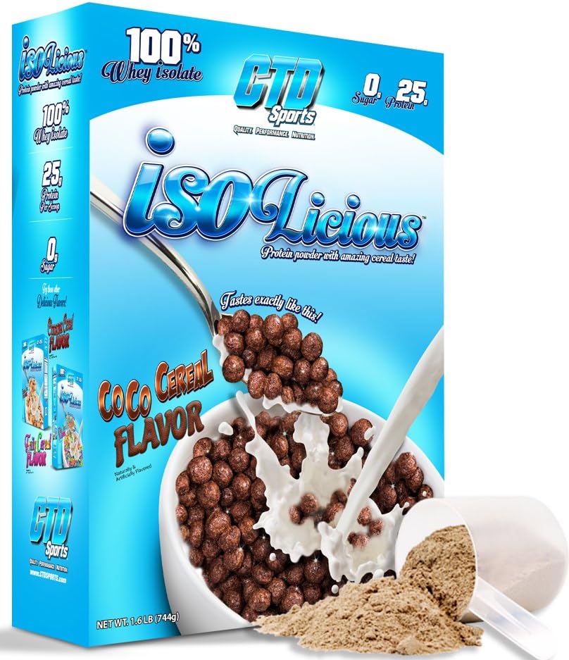 Grassfed Whey Protein Powder. Best Tasting, Low Carb Grass Fed Protein Isolate. Isolicious 1.6 lb Box Coco Cereal Flavor