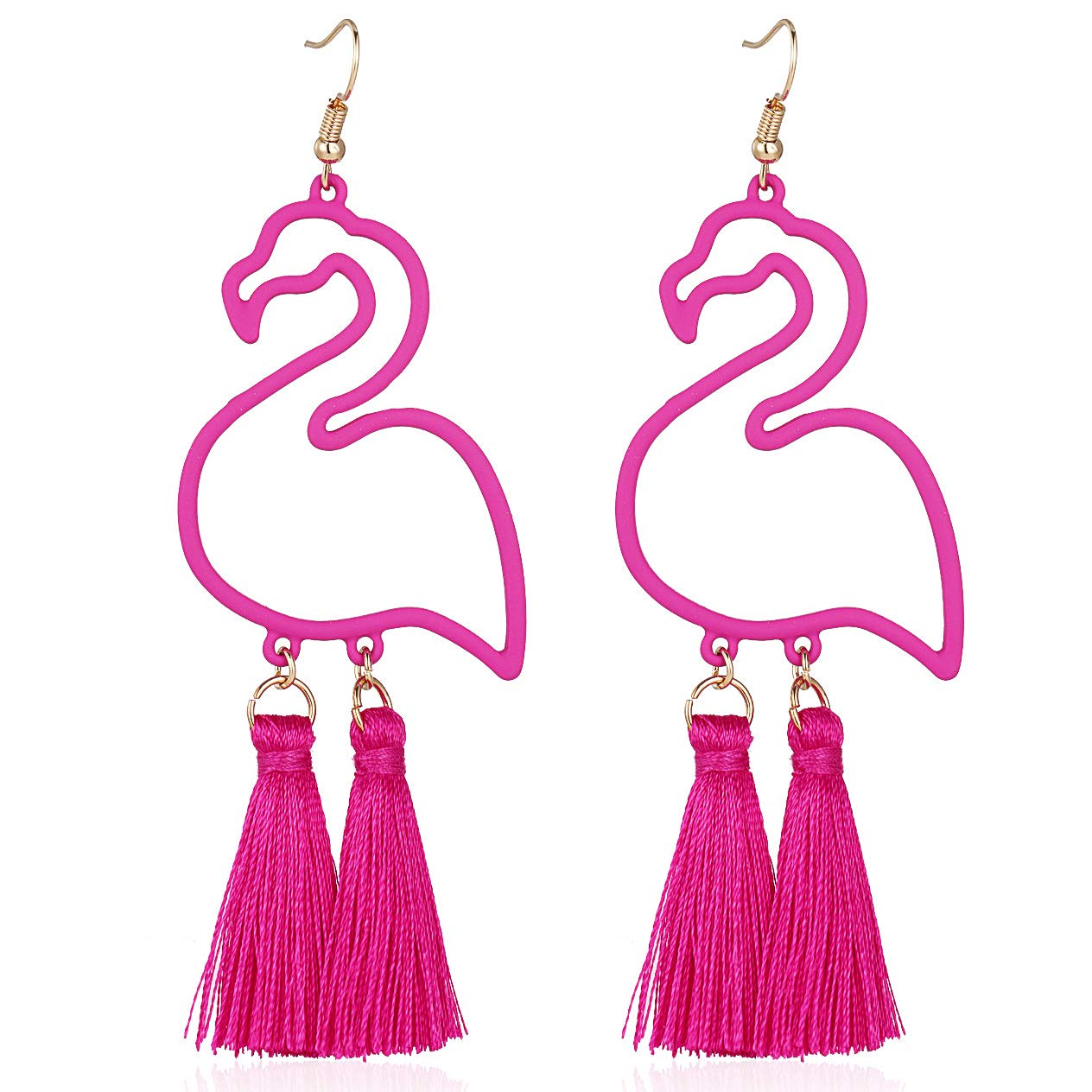Gleamart Tassel Bohemian Earrings Fringe Bohemia Flamingo Earrings for Women