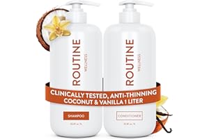 Routine Wellness Anti-Thinning Shampoo and Conditioner Set for Thinning Hair - Biotin DHT Blocker Women & Men - Color Safe Sh