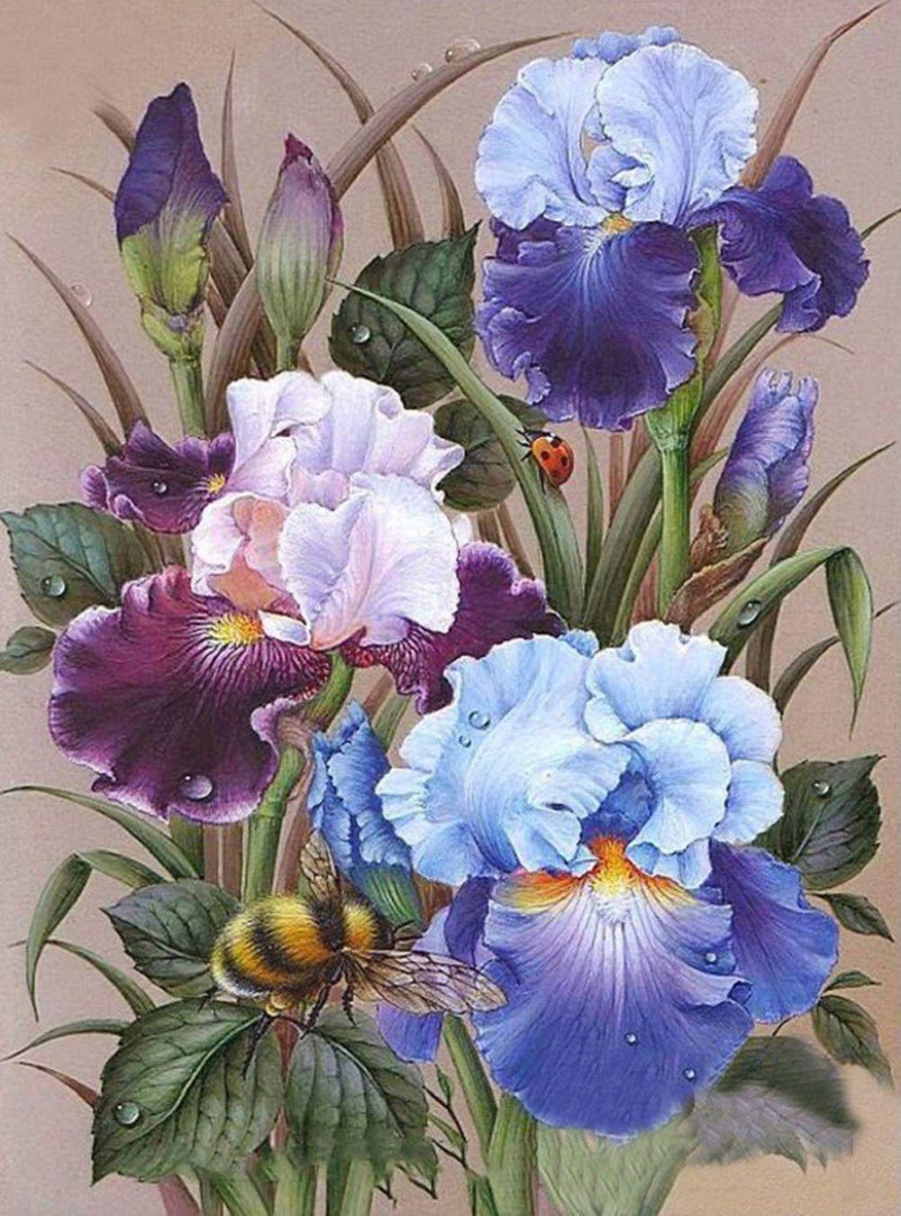 5D Diamonds Painting Kits for Adults Beginners Full Drill Flower DIY Diamonds Painting Kit Cross Stitch 5D Diamond Art Kit Diamond Picture Beads Craft Gift Painting for Home Wall Decor 12"x16"